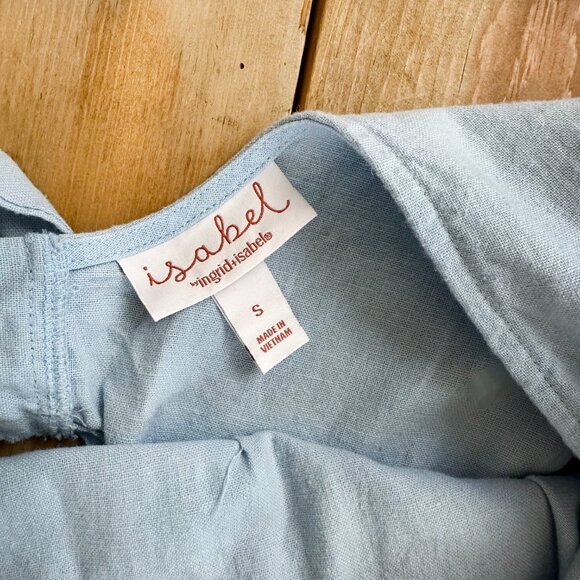 Ingrid & Isabel Maternity Meadow Chambray Linen Blend Midi Dress Bow Back S - Picture 6 of 7